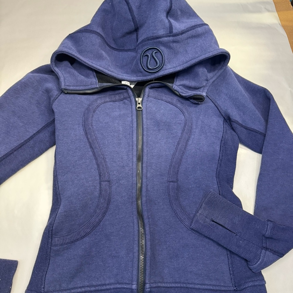 lululemon athletica Blue Varsity Jacket with Hood and Zip-Up Style